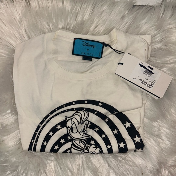 NWT AUTH GUCCI X DISNEY DONALD DUCK WHITE T-SHIRT SIZE L - Picture 9 of 9